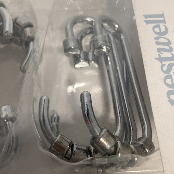 NESTWELL Silver Shower Curtain Hooks with Rollers Full Closure Set of 12 - Picture 10 of 11